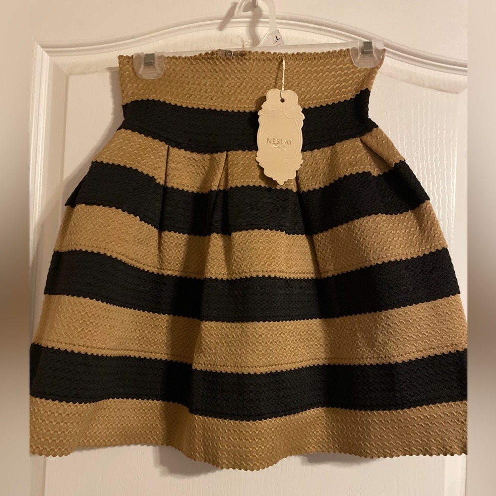 NWT Neslay Designer Striped Lettuce Hem Skirt‎ S Academia Whimsigoth Party